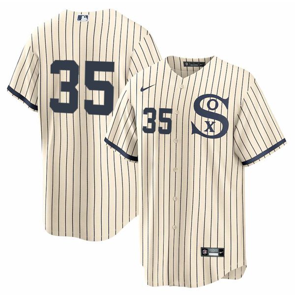 Men Chicago White Sox 35 No Name Cream stripe Dream version Game Nike 2021 MLB Jerseys